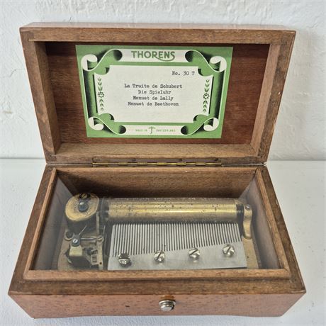 Vtg Thorens Birdseye Maple Music Box, No. 30T