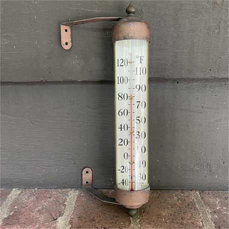 Burlington Vermont Brass Hanging Glass Tube Outdoor Thermometer
