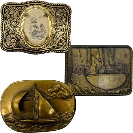 Vtg Nautical Belt Buckles