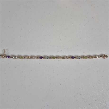 Sterling Multi Gemstone Tennis Bracelet