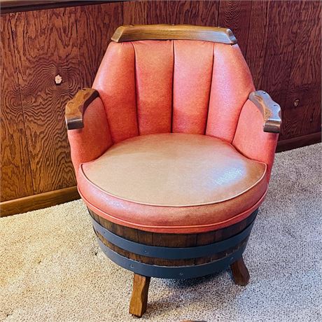Vintage Authentic Whiskey Barrel Swivel Club Chair (1 of 2)