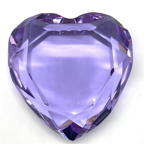 Rosenthal Lavender Faceted Crystal Heart Shaped Paperweight