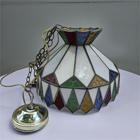 Tiffany style stained glass chandelier 1 of 2