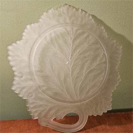 1940's Fenton~Satin Glass Leaf Pattern Dish