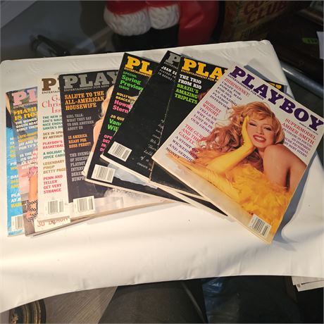 Assortment of 9 Playboy Magazines