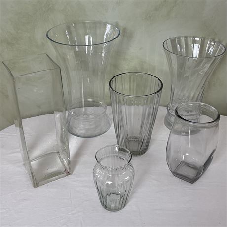 Bundle of Clear Glass Vases