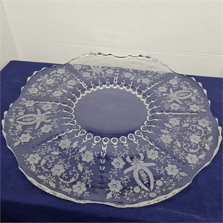 14" Viking/New Martinsville Prelude Needle Etched Glass Platter