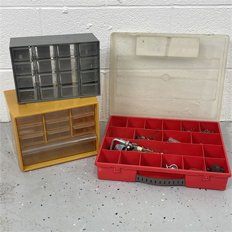 Lot of 3 Tool Box with Misc Small Parts