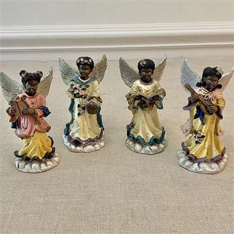 (4) Distressed Resin Angel Figurines
