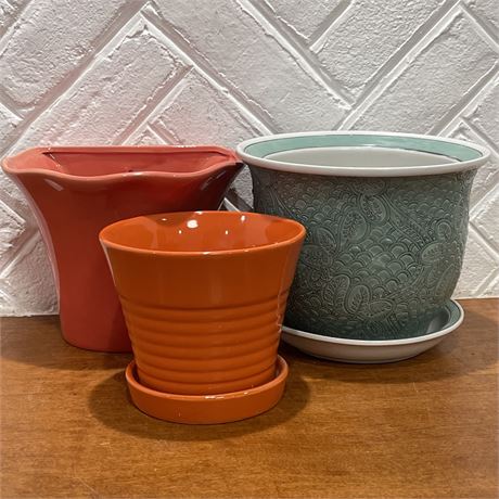 Trio Of Colorful Planters