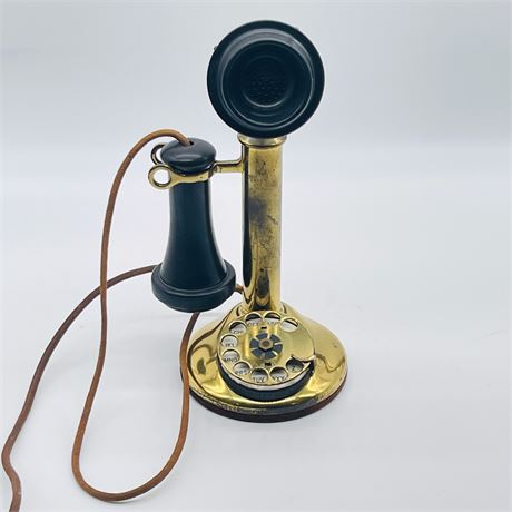 Vintage Brass Candlestick Rotary Phone