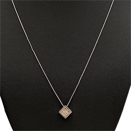 14K White Gold Pavé-Style Diamond Cluster Necklace w/ Velvet Lined Box