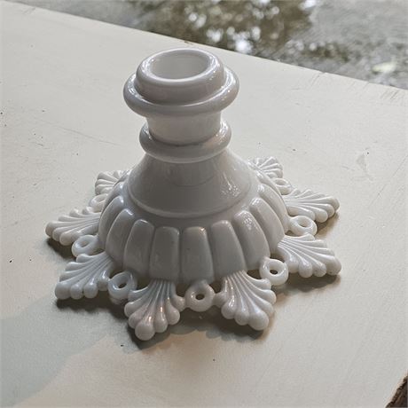 Vintage white milk glass candle sticks holders-white