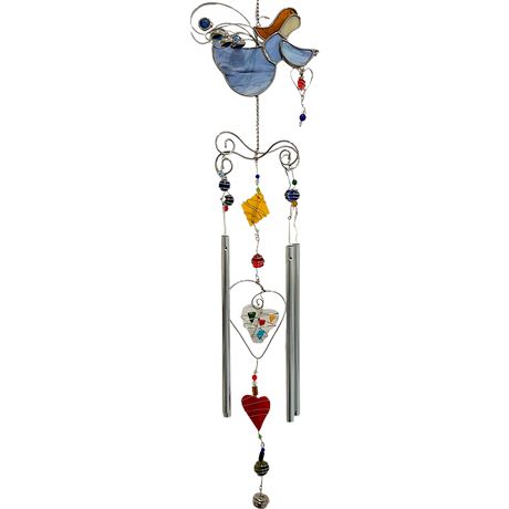 Decorative Stained Glass & Metal Wind Chime