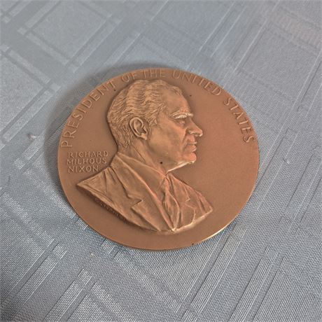 Hvy 3" Bronze Pres. Nixon Commem. Medal