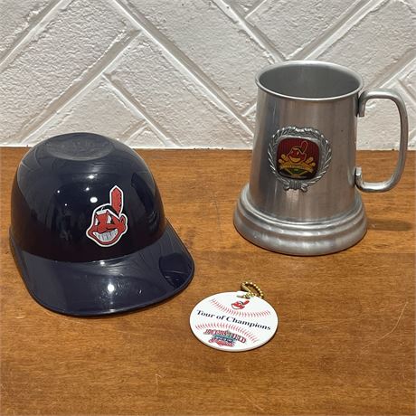 Cleveland Indians Batting Helmet Snack Bowl w/ Beer Mug and Keychain