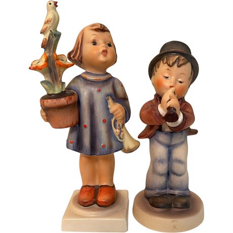 1950s Goebel Hummel "Congratulations" & "Serenade" Stylized Bee Figurines