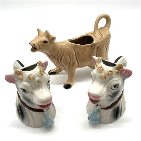 Grouping of Vintage Hand Painted Cow Creamers