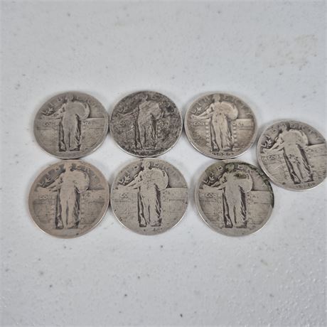 7 Standing Liberty Quarters (90% Silver)
