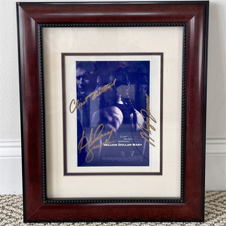 Autographed by Eastwood, Swank & Freeman "Million Dollar Baby" Framed Poster