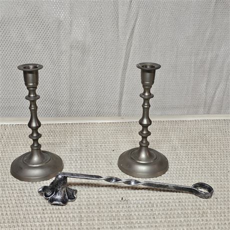 Brass Candlestick Holders w/Snuffer