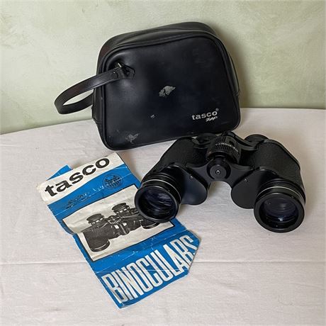 Vtg Tasco Zip Wide Angle Binoculars w/ Case & Manual
