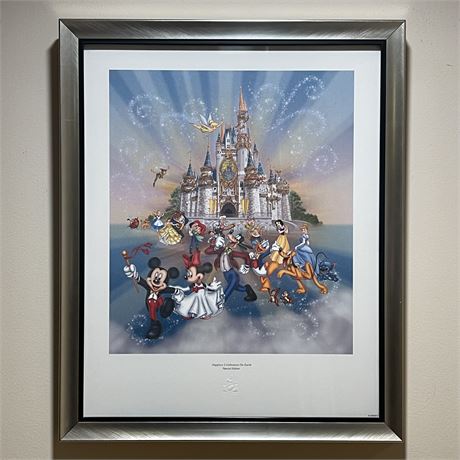 Walt Disney World "Happiest Celebration on Earth" Framed Lithograph w/ COA