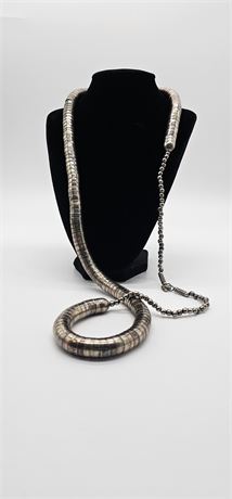 MCM Silver Tone Flexible Serpentine Necklace w/Hook Closure