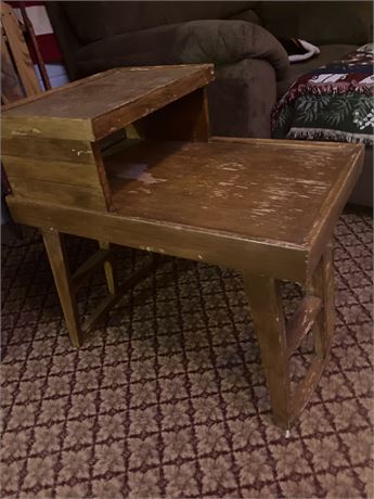 Two Tiered Walnut Side Table, Night Table, Nightstand