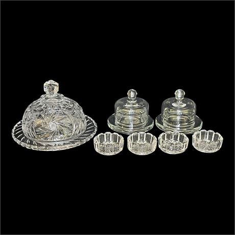 Crystal Covered Serving Dish, Single Serve Covered Butter Dishes & Salt Cellars