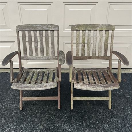 Pair of Kingsley-Bate Genuine Teak Folding Arm Chairs
