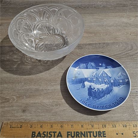 Vtg Lalique France Art Deco Pinsons Centerpiece Bowl 9.25”Lalique Crystal Pinso