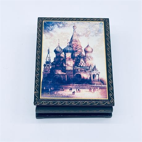 Russian Black Lacquer Box  St Basil's Cathedral
