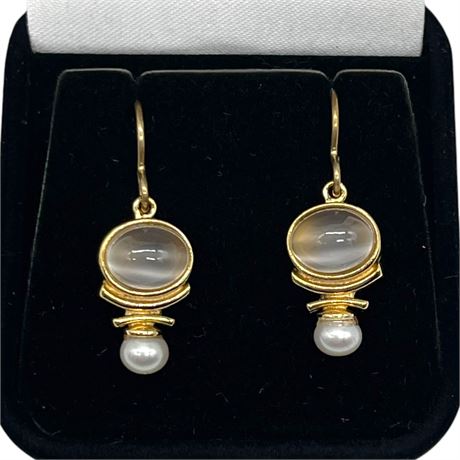 925 Sterling Silver Moonstone Dangle Earrings