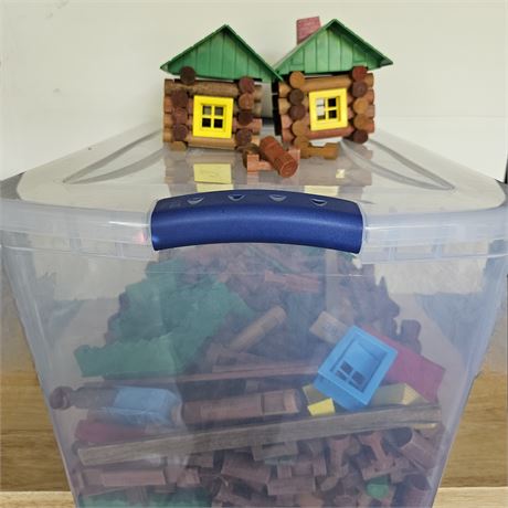 Large Lot of Lincoln Logs~Tote Included!