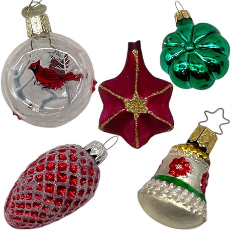 (5) Blown Glass Ornaments