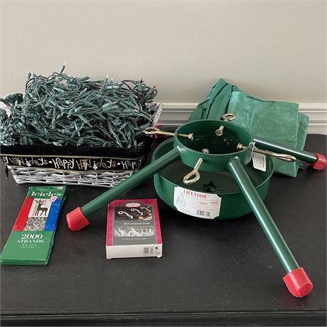 Lifetime Welded Tree Stand w/ Light Strands, Tinsel, & Universal Hooks