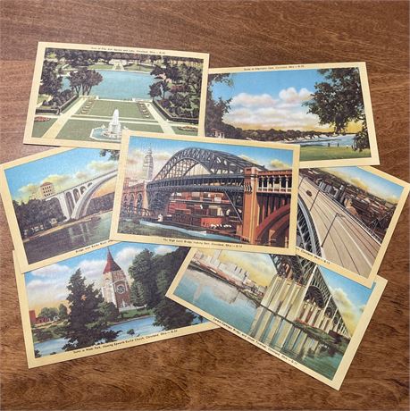 Lot of 7 Vintage Cleveland Scenic Postcards