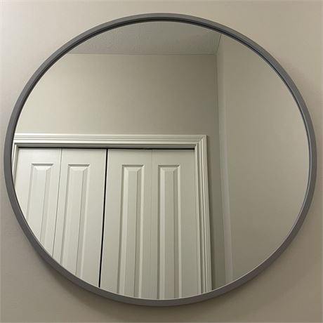 3-foot Round Mirror with Grey Silicone Frame