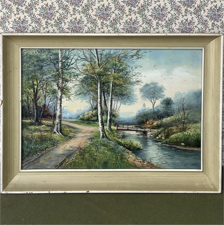 Authentic Sister M. Euphemia Framed Landscape Still Life Painting