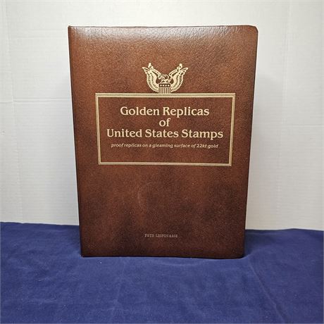 Golden Replicas of United States Stamps 22k Gold Plated in Original Binder