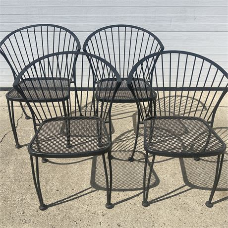 (4) Mid Century Wrought Iron Patio Chairs