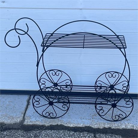 2 Tier Metal Carriage Plant Stand