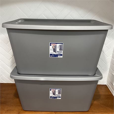(2) Sterlite 30 Gallon Lidded Bins
