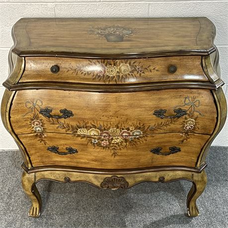 Antique Style Klaussner Hand-Painted Bombé Commode