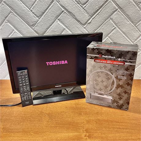19" Toshiba 720p LED-LCD HDTV w/ Remote & New Amplified HDTV Antenna