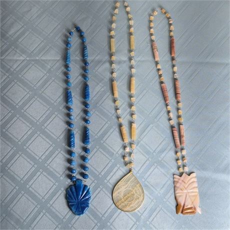 3 Gemstone Bead Necklaces