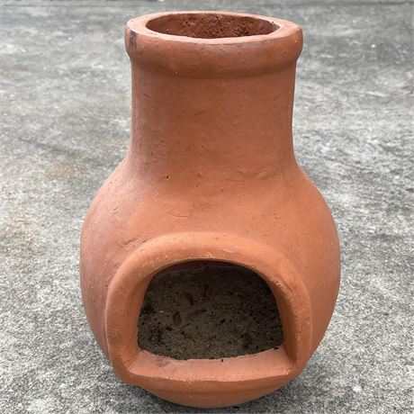 Vtg Terracotta Chimenea 12" Tabletop Candle Holder