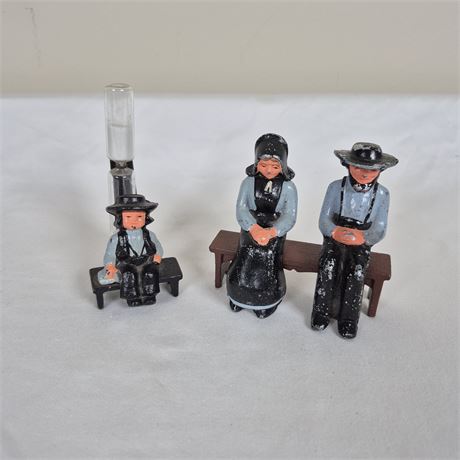 Vtg Cast Iron Amish Salt/Pepper & Timer Sets