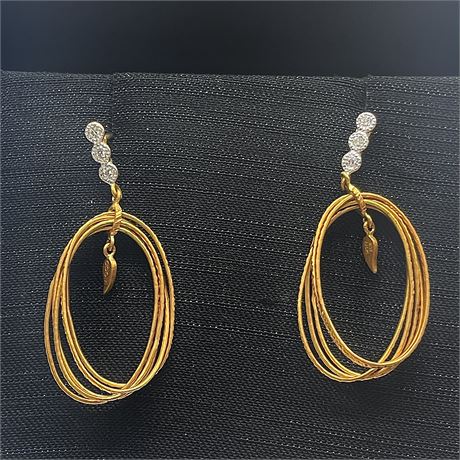 Stanley Korshak Coomi 20K Yellow Gold & Diamond Oval Hoop Earrings